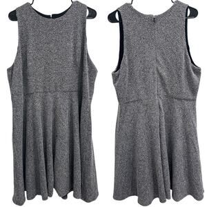 Hutch Sleeveless Textured Tweed Fit & Flare‎ Dress Gray Black Plus 2X Party Work